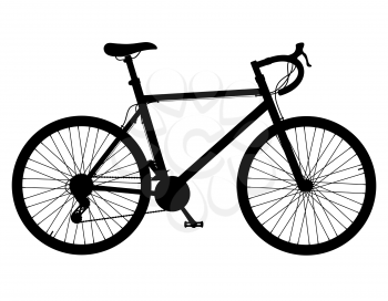 road bike with gear shifting black silhouette vector illustration isolated on white background