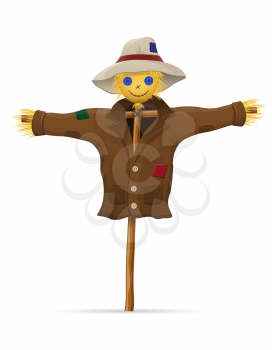 scarecrow straw in a coat and hat vector illustration isolated on white background