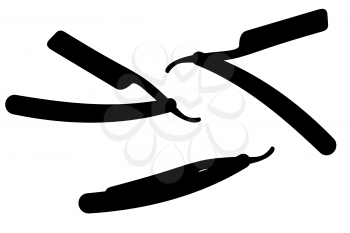set icons straight razor black silhouette vector illustration isolated on white background