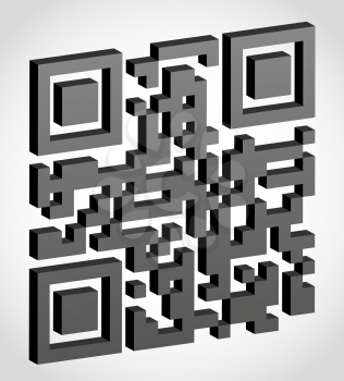 abstract qr code visually 3d effect vector illustration isolated on white background