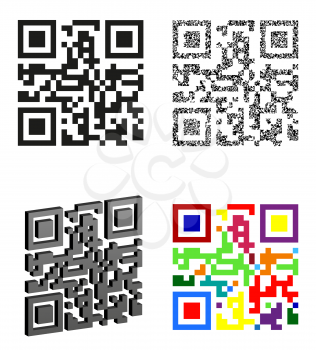 set icons abstract qr code vector illustration isolated on white background