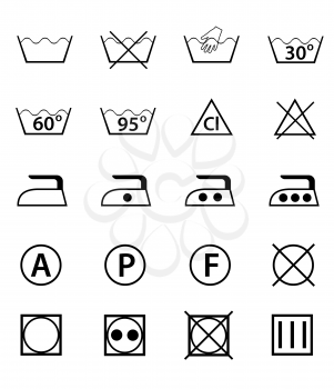 set icons guide for washing vector illustration isolated on white background