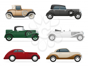 set icons old retro car vector illustration isolated on white background