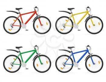 mountain bikes with gear shifting vector illustration isolated on white background