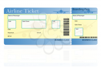 airline ticket business class vector illustration isolated on white background