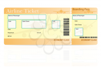 airline ticket economy class vector illustration isolated on white background