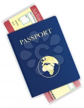 passport and airline ticket vector illustration isolated on white background
