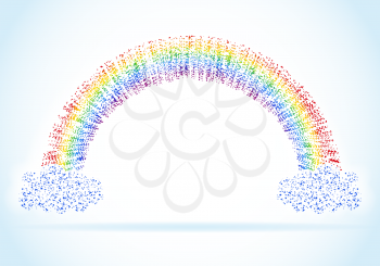 abstract multicolors rainbow with clouds vector illustration