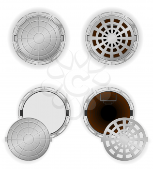 sewer pit with a hatch vector illustration isolated on white background