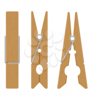 wooden clothespins vector illustration isolated on white background