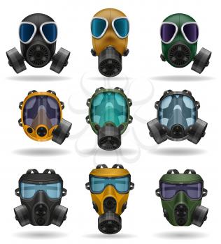 set icons gas mask vector illustration isolated on white background