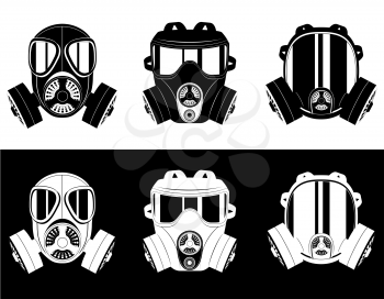 icons gas mask black and white vector illustration isolated on white background