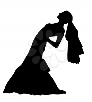 bride realistic silhouette vector illustration isolated on white background