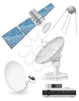 set icons satellite broadcasting vector illustration isolated on white background