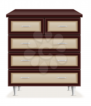 modern wooden furniture chest of drawers vector illustration isolated on white background