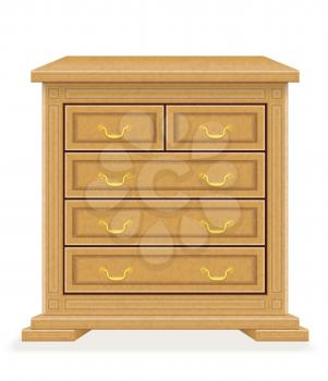 old retro wooden furniture chest of drawers vector illustration isolated on white background