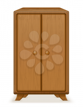 old retro wooden furniture wardrobe vector illustration isolated on white background