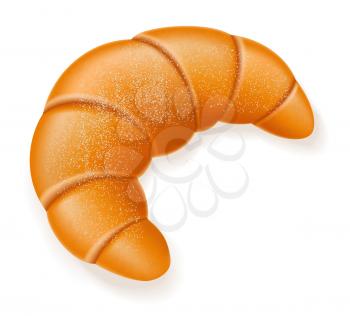crispy croissant sprinkled with powdered sugar vector illustration isolated on white background