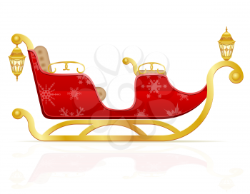 red christmas sleigh of santa claus vector illustration isolated on white background