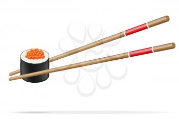 sushi and chopsticks vector illustration isolated on white background