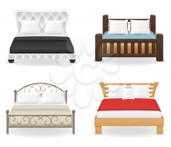 set icons furniture double bed vector illustration isolated on white background
