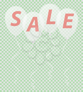 transparent white balloons with the inscription sale vector illustration isolated on background