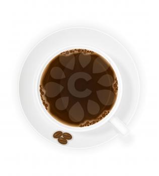 cup of coffee and grains top view vector illustration isolated on white background