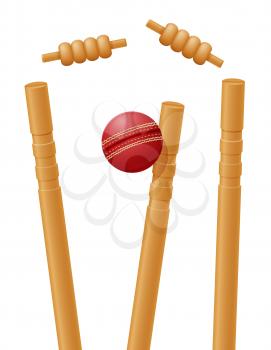 cricket ball caught in the wicket vector illustration isolated on white background
