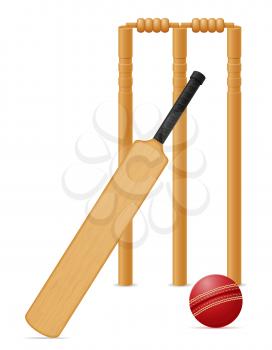 cricket equipment bat ball and wicket vector illustration isolated on white background
