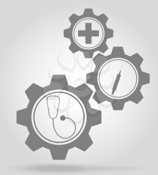 medicine gear mechanism concept vector illustration isolated on gray background