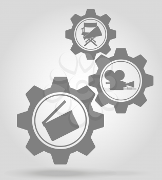 cinema gear mechanism concept vector illustration isolated on gray background