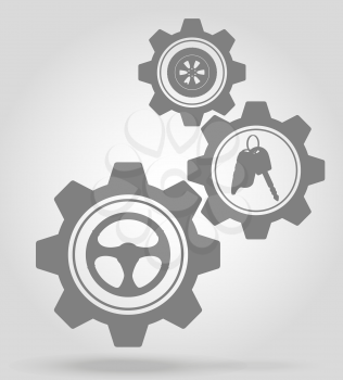 transport gear mechanism concept vector illustration isolated on gray background