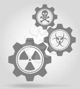 danger gear mechanism concept vector illustration isolated on gray background