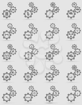 set icons information gear mechanism concept vector illustration isolated on gray background