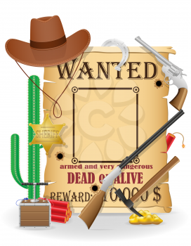 cowboy wild west concept icons vector illustration isolated on white background