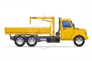 cargo truck with crane for lifting goods vector illustration isolated on white background