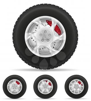 set icons car wheel tire from the disk vector illustration isolated on white background