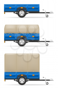 set icons car trailer for the transportation of goods vector illustration isolated on white background