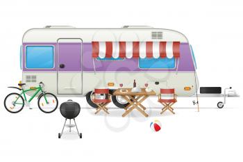 trailer camp caravan mobil home vector illustration isolated on white background