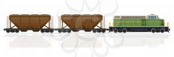 railway train with locomotive and wagons vector illustration isolated on white background