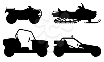 set icons atv automobile off roads vector illustration isolated on white background