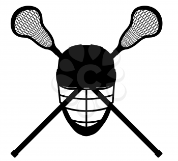 lacrosse equipment black outline silhouette vector illustration isolated on white background