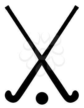 field hockey equipment black outline silhouette vector illustration isolated on white background