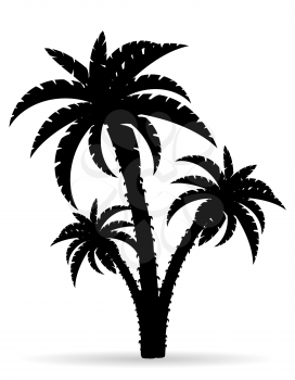 palm tree black outline silhouette vector illustration isolated on white background