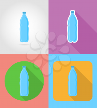 mineral water in a plastic bottle fast food flat icons with the shadow vector illustration isolated on background