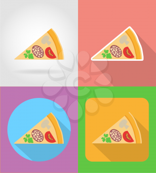 pizza fast food flat icons with the shadow vector illustration isolated on background
