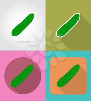 cucumber vegetable flat icons with the shadow vector illustration isolated on background