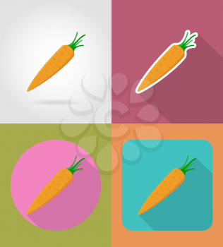 carrots vegetable flat icons with the shadow vector illustration isolated on background