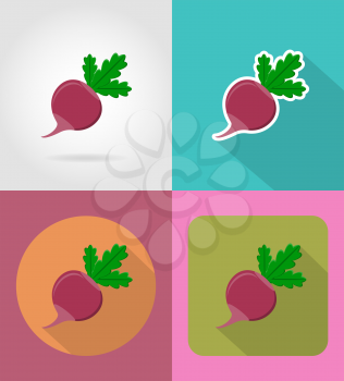 radishes vegetable flat icons with the shadow vector illustration isolated on background