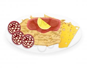 pasta on a plate vector illustration isolated on white background